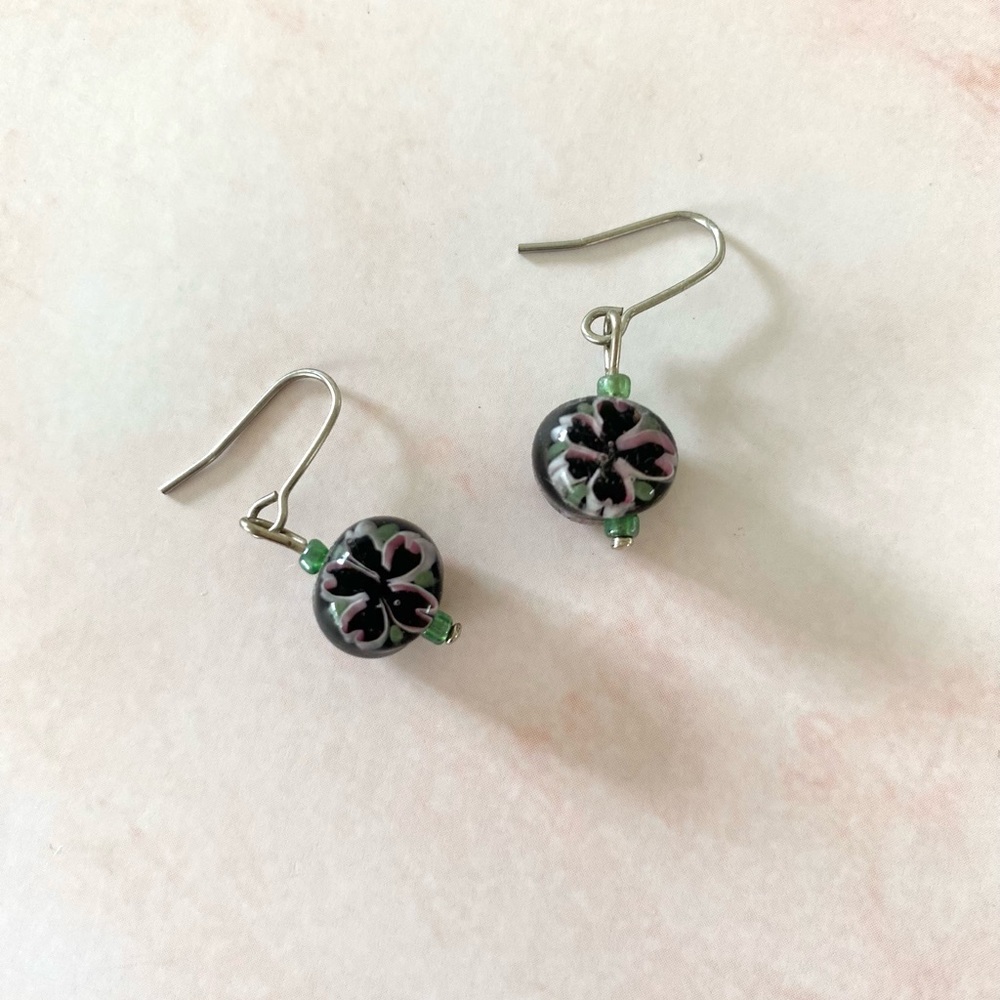 $5 Add On | Small Floral Glass Bead Earring